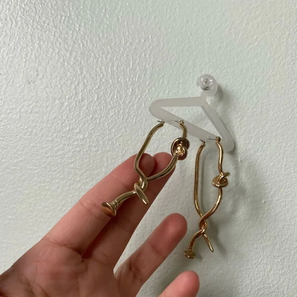 Artistic Rustic Golden Nails Earrings
